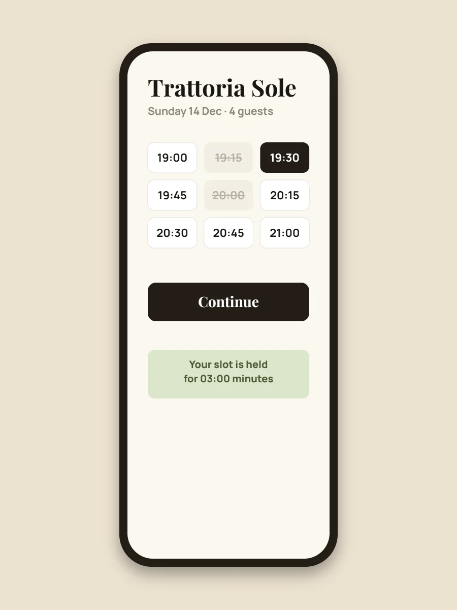 BookArrive booking form on a mobile phone